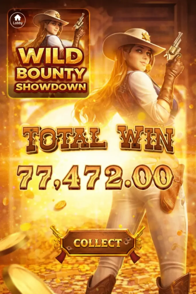 HU777 review image showing Wild Bounty Showdown total win screen